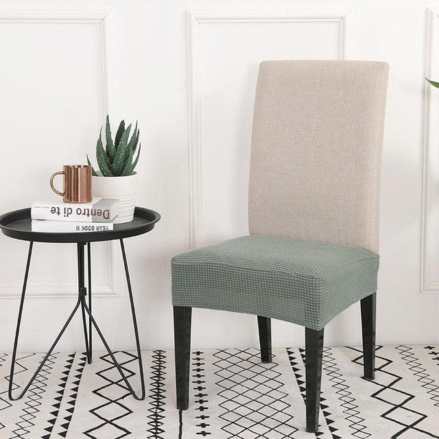 Solid  Dining Chair Cover Elastic Half-wrapped Seat Case