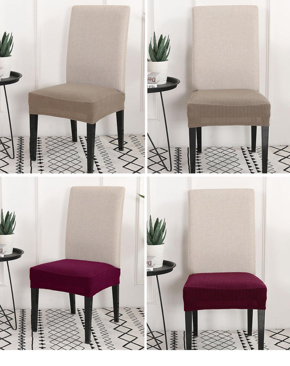 Solid  Dining Chair Cover Elastic Half-wrapped Seat Case