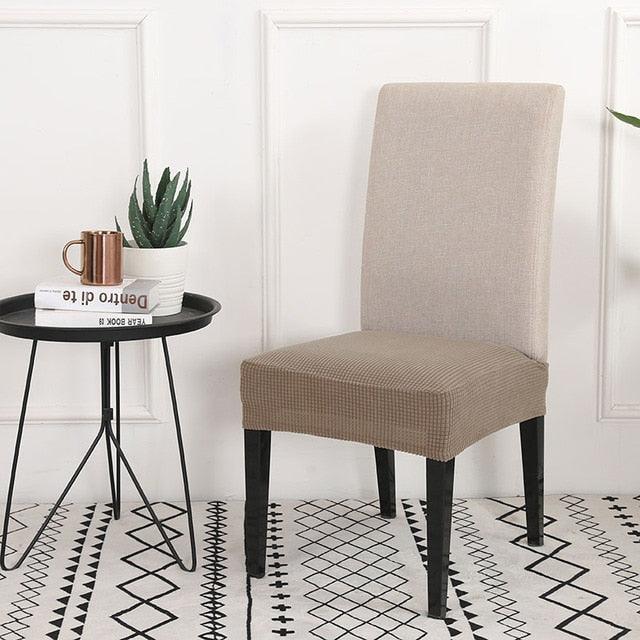 Solid  Dining Chair Cover Elastic Half-wrapped Seat Case