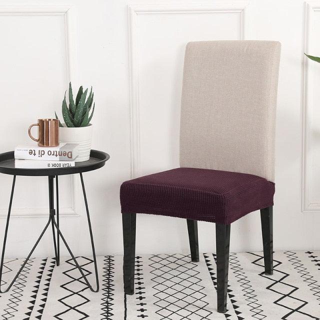 Solid  Dining Chair Cover Elastic Half-wrapped Seat Case