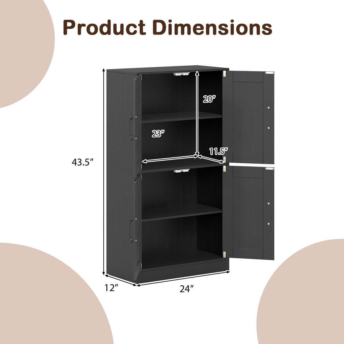 Bathroom Cabinet 43.5 inch Storage Cabinet