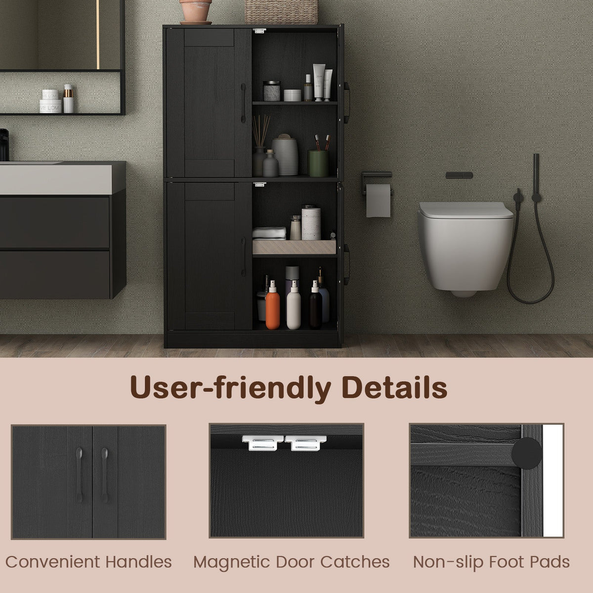Bathroom Cabinet 43.5 inch Storage Cabinet