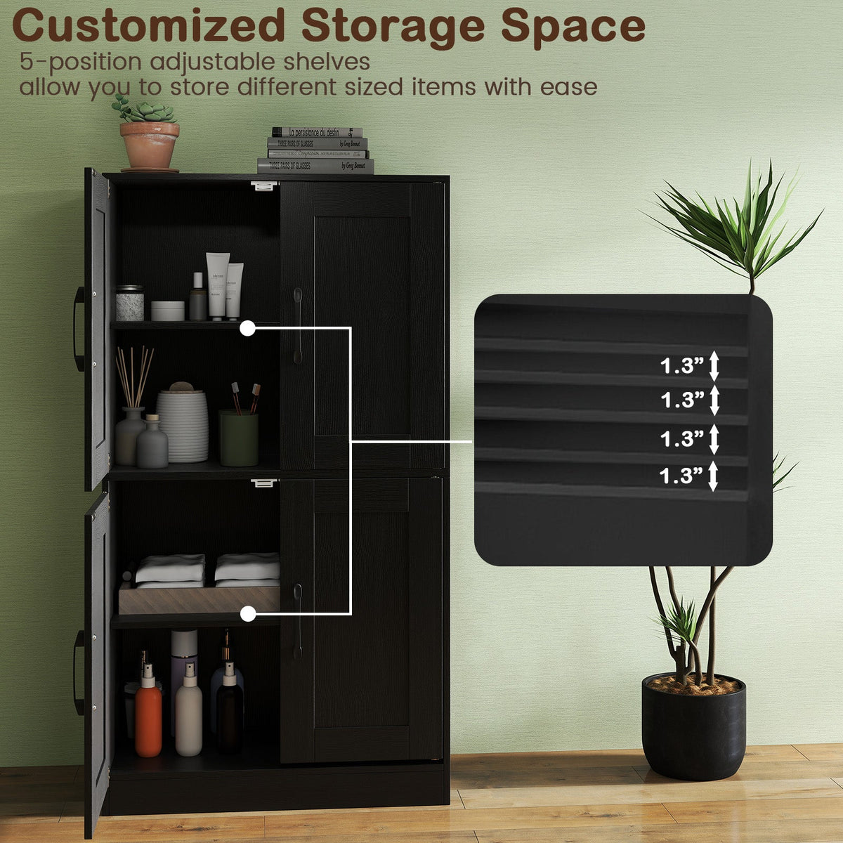 Bathroom Cabinet 43.5 inch Storage Cabinet