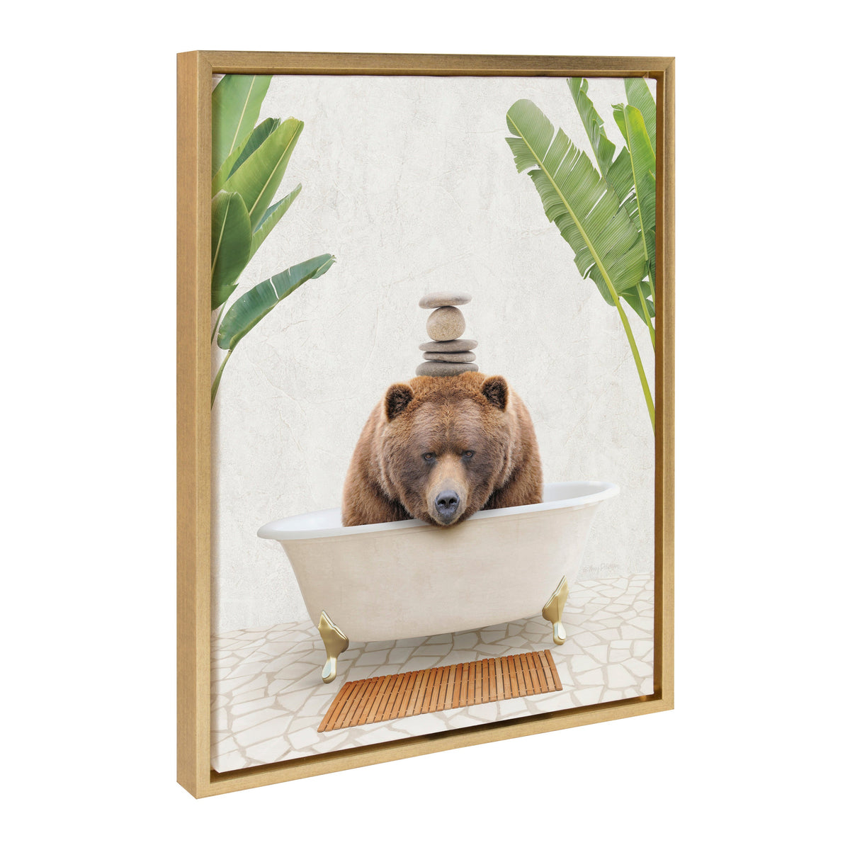 Sylvie Big Bear Bali Bath Framed Canvas
