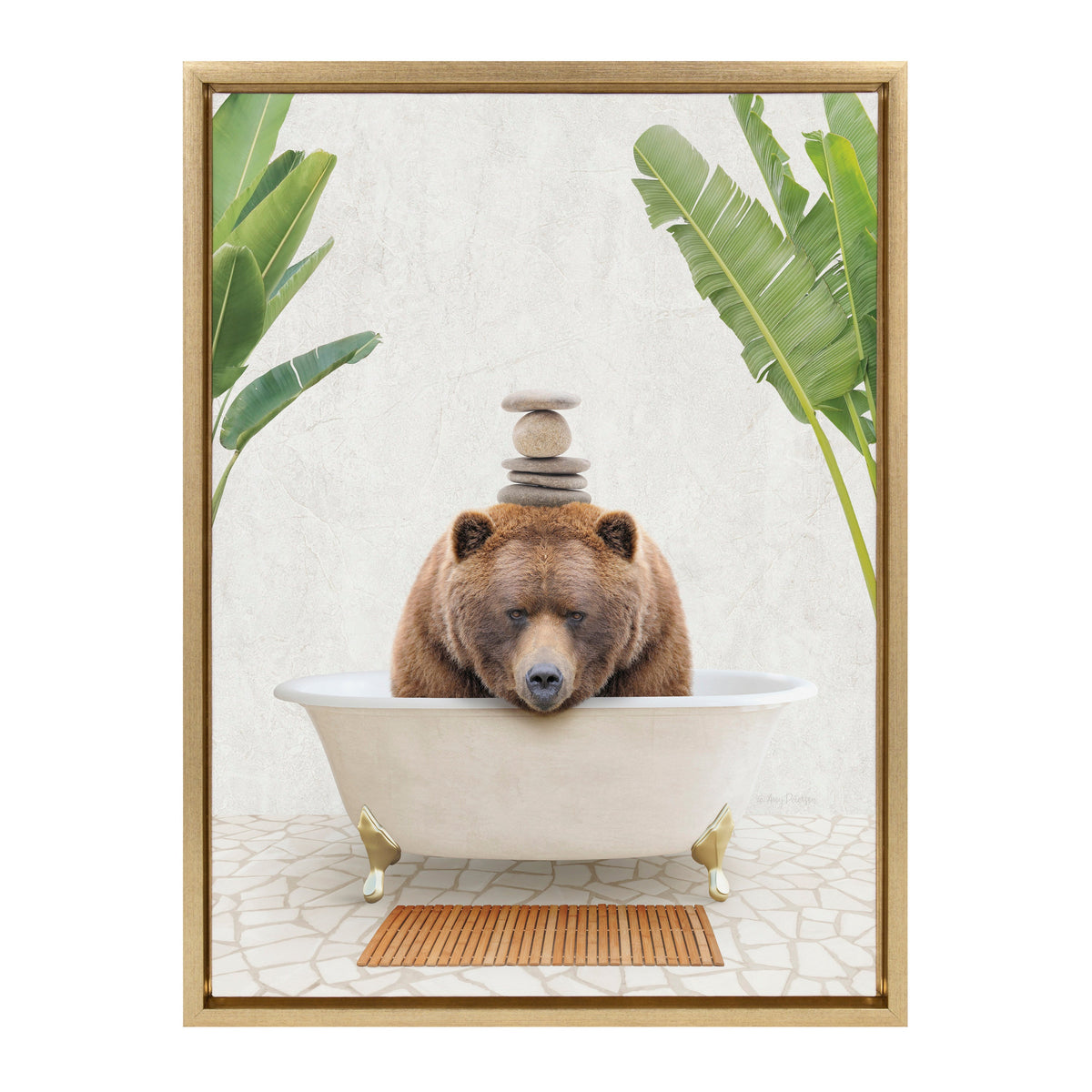 Sylvie Big Bear Bali Bath Framed Canvas