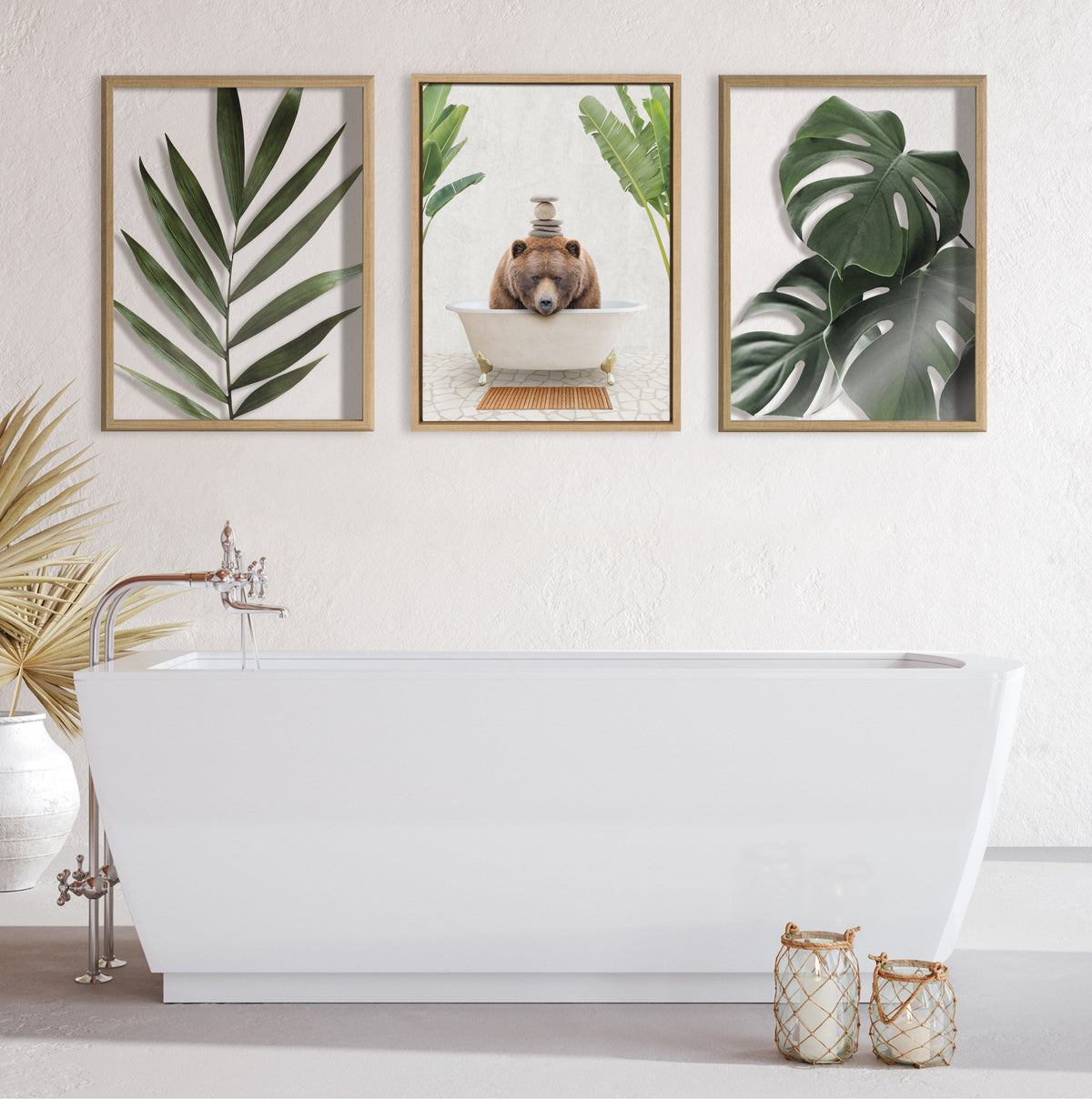 Sylvie Big Bear Bali Bath Framed Canvas